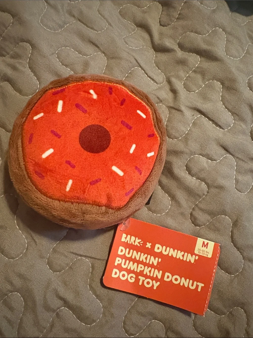 Pumpkin Donut Plush Dog Toy - Orange/Brown